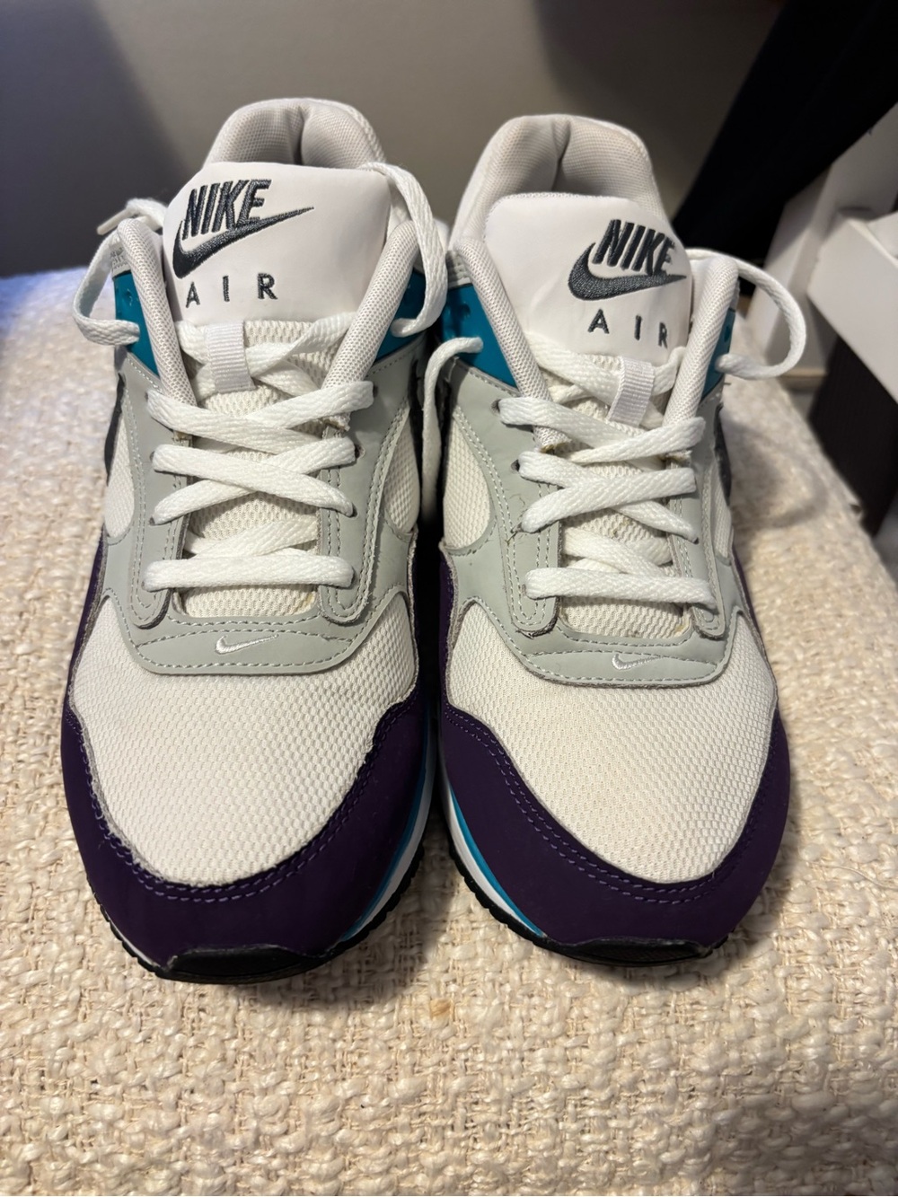 Nike Air Retro Sneakers in White, Purple & Teal